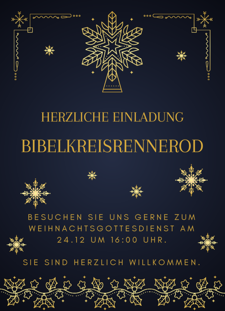 Herzliche Einladung zum Weihnachtsgottesdienst am 24.12. um 16:00 Uhr. Sie sind herzlich willkommen.